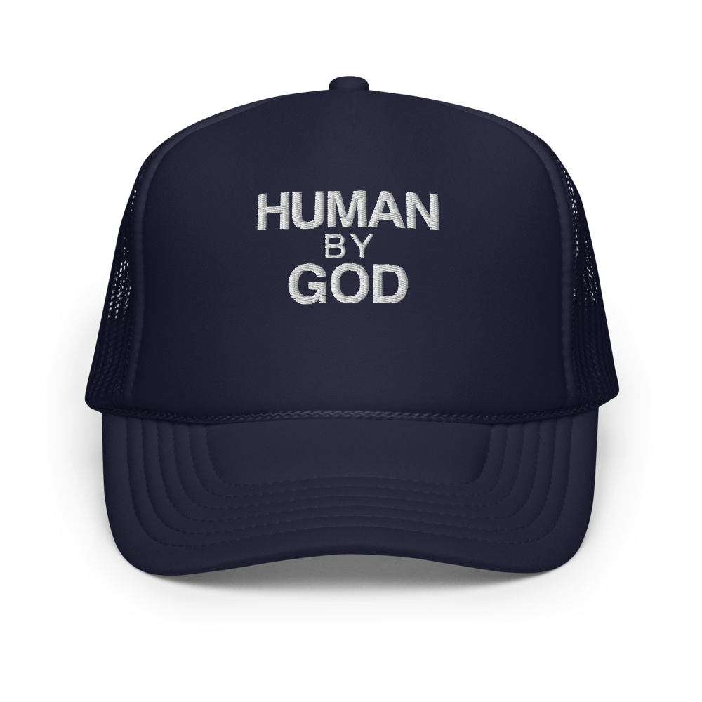 Human By God — Foam Trucker Cap (Navy)