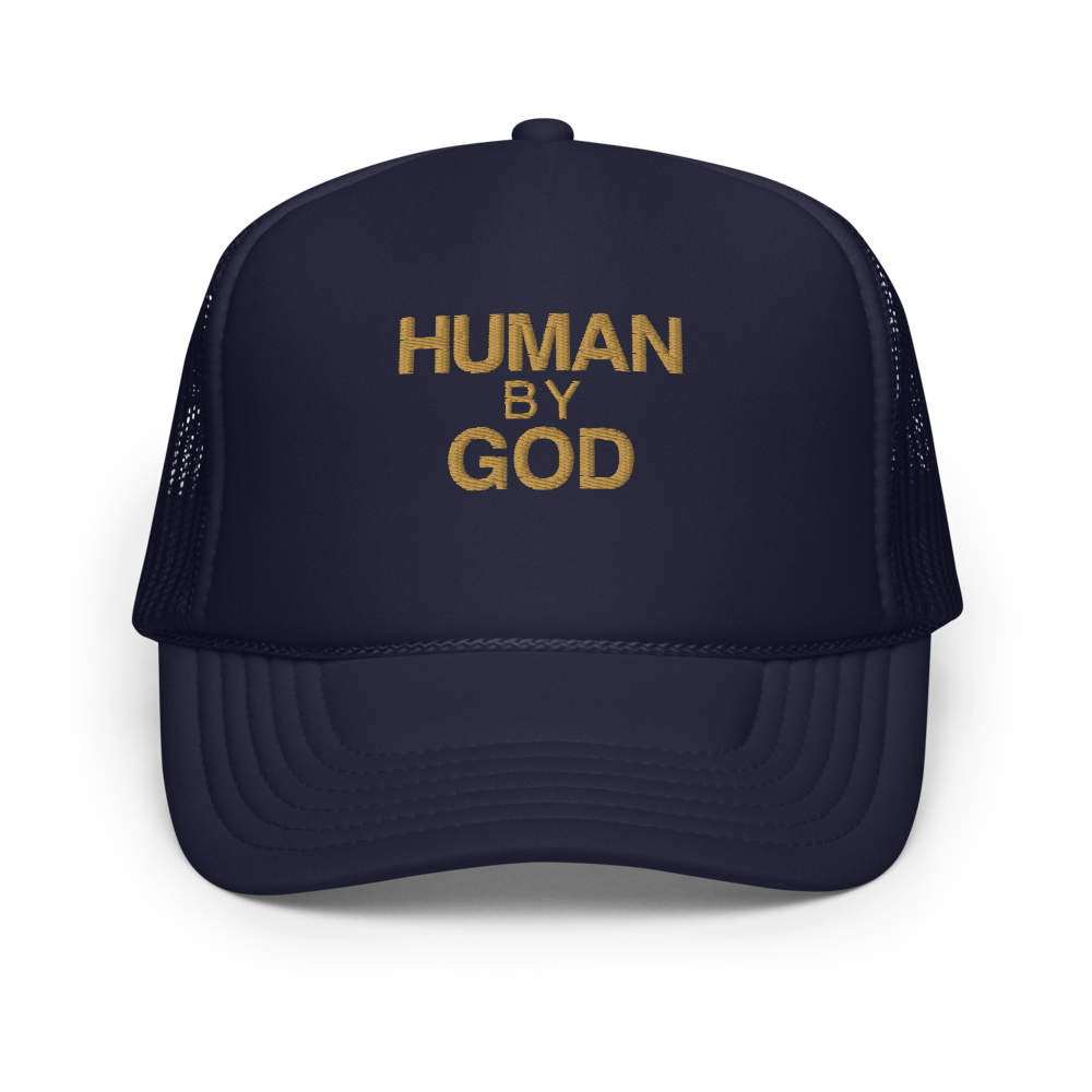 Human By God — Foam Trucker Cap (Navy)