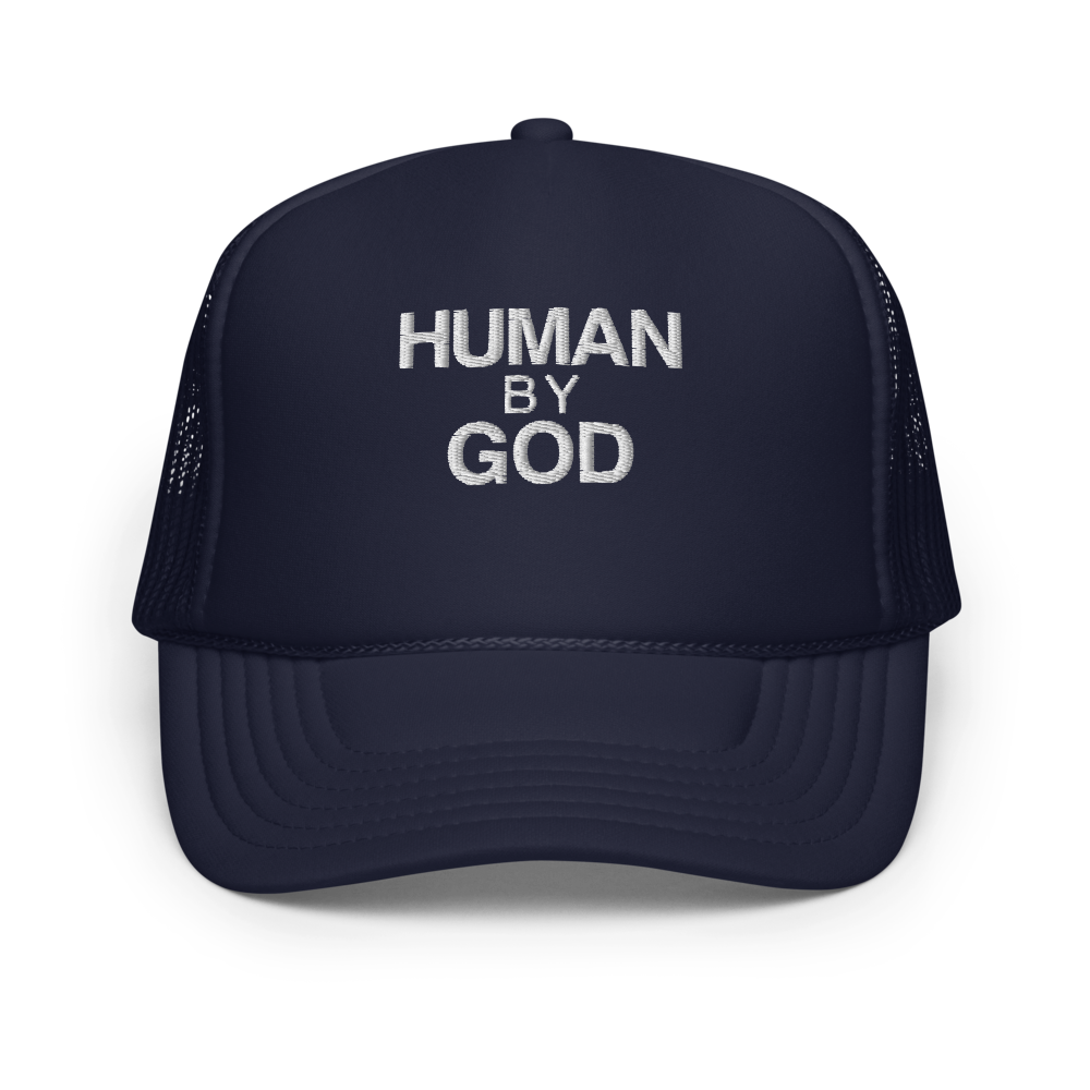 Human By God — Foam Trucker Cap (Navy)