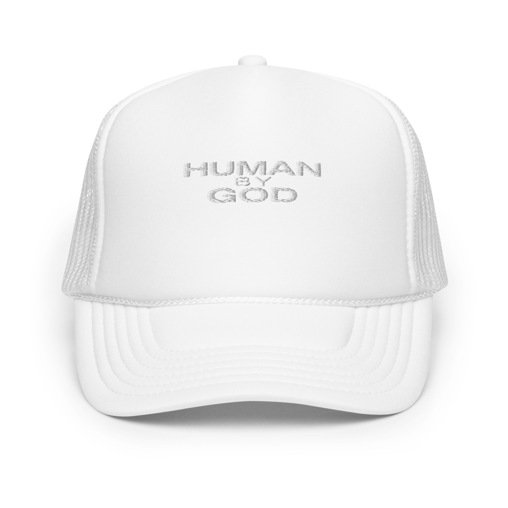 Human By God Foam Trucker Cap White Cool Gray