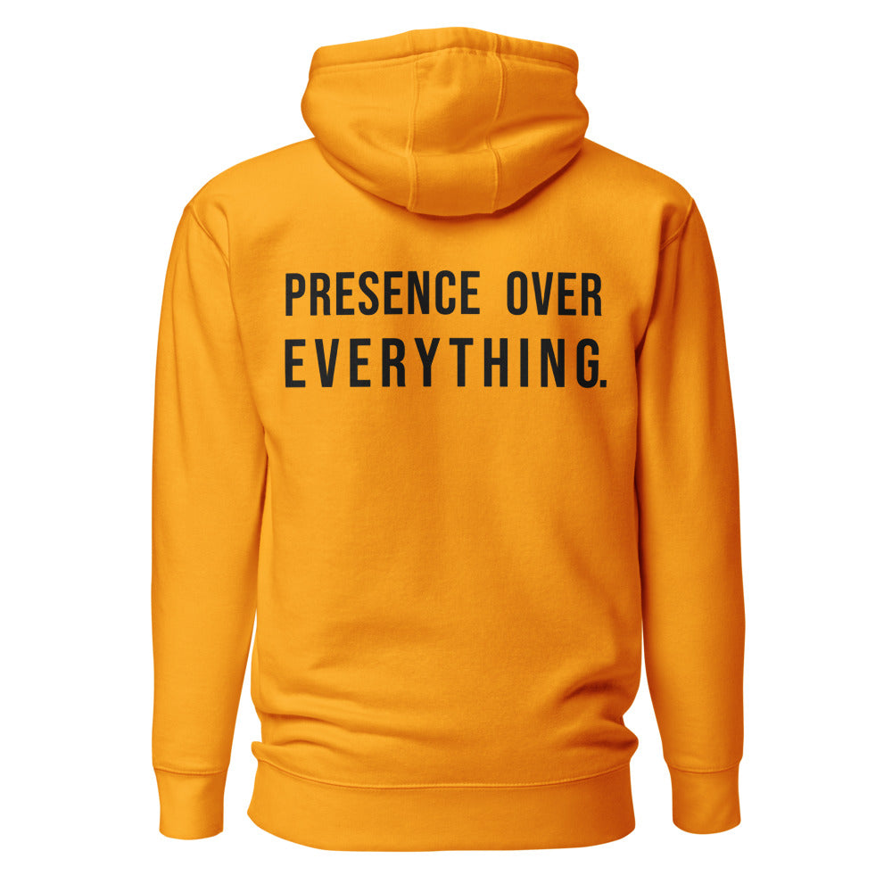 Presence Over Everything — Team Gold hoodie — back view