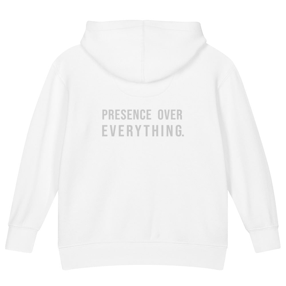 Presence Over Everything — Kids Faith Hoodie - White back