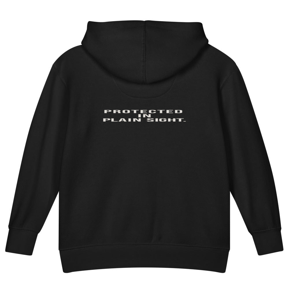 Protected in Plain Sight — Kids Faith Hoodie - Black back