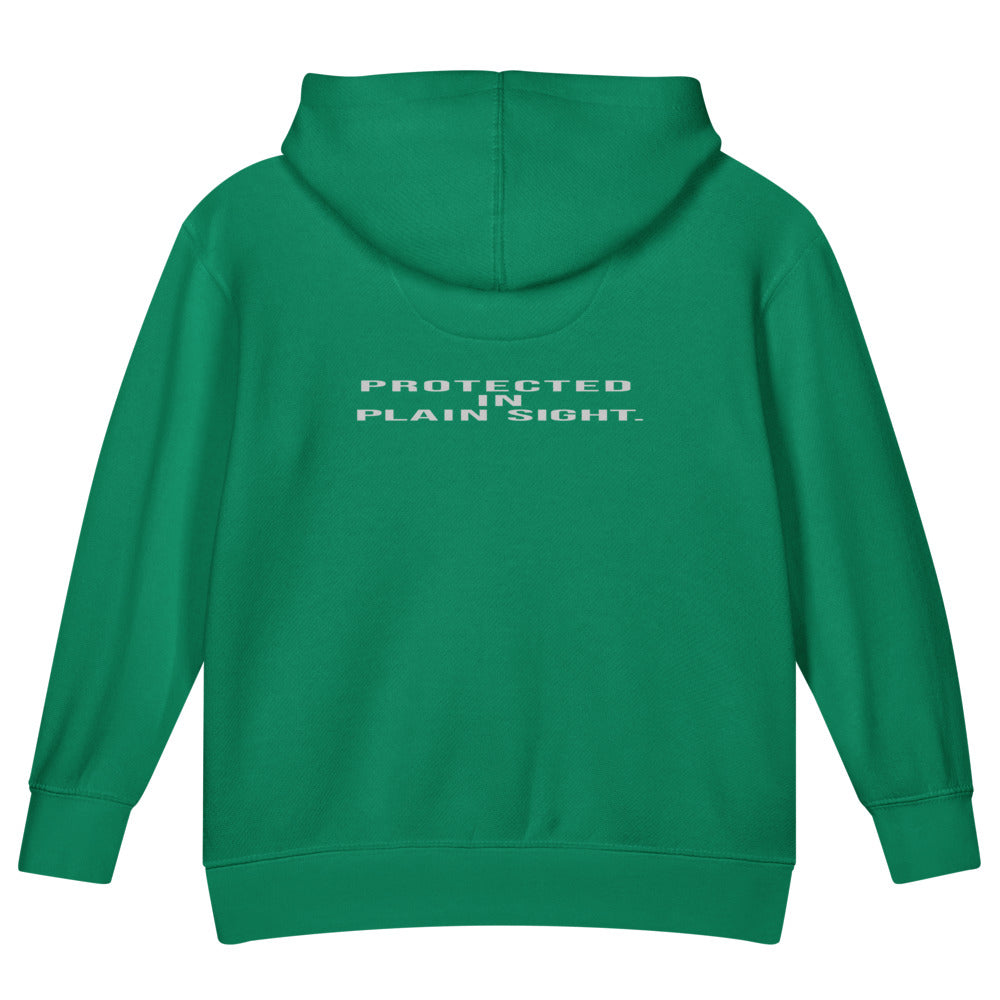 Protected in Plain Sight — Kids Faith Hoodie - Kelly back