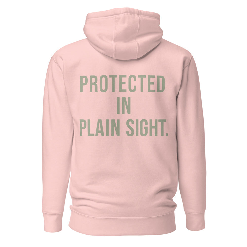 Protected in Plain Sight — Light Pink hoodie — back view