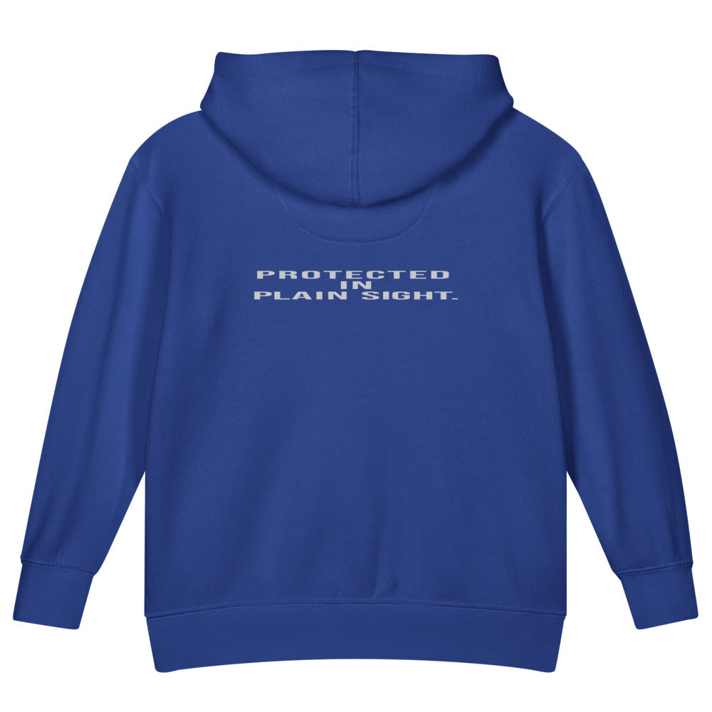 Protected in Plain Sight — Kids Faith Hoodie - Royal back