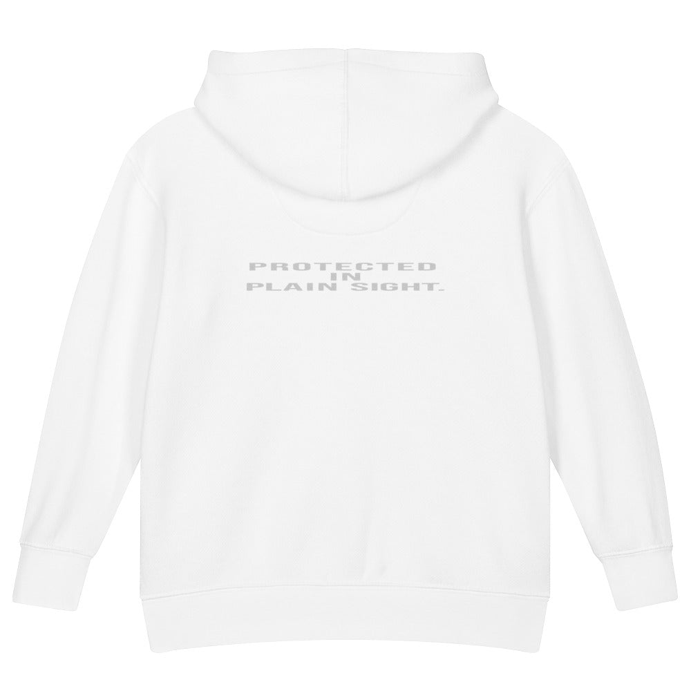 Protected in Plain Sight — Kids Faith Hoodie - White back