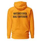 Watched Over. Built Different. — Team Gold hoodie — back view
