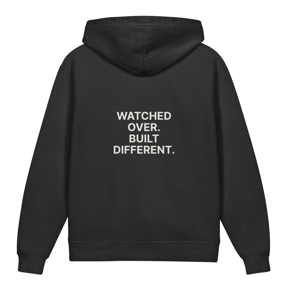 Watched Over. Built Different. — Older Kids Faith Hoodie